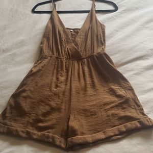 Brown v-neck romper.